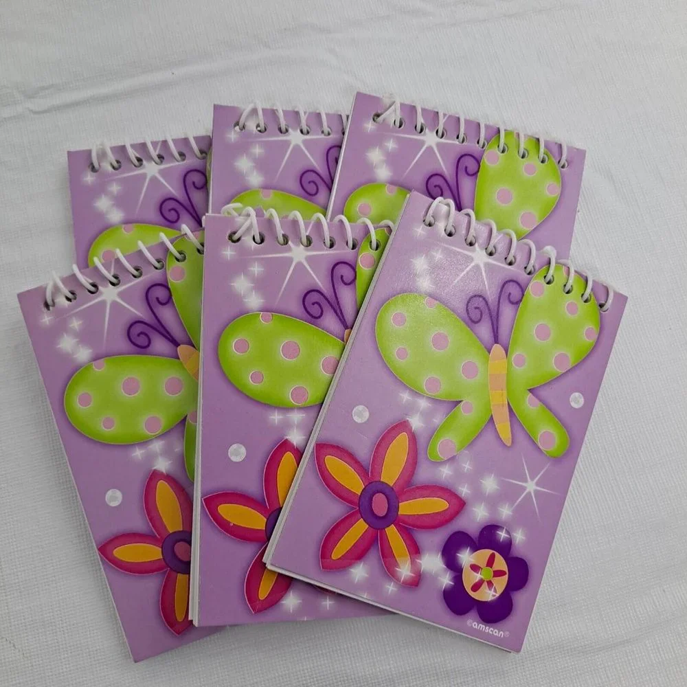 Spiral Notebooks Small Butterfly Flower Design party favors stationary Six Count